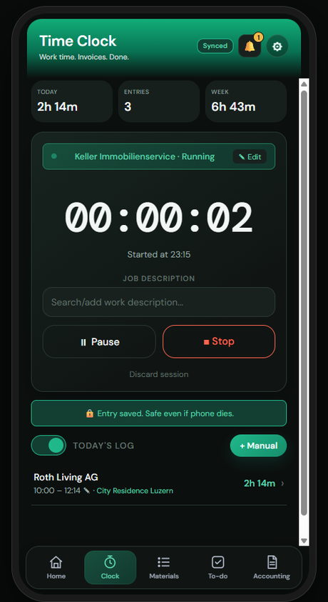 BWT Solo Time Clock