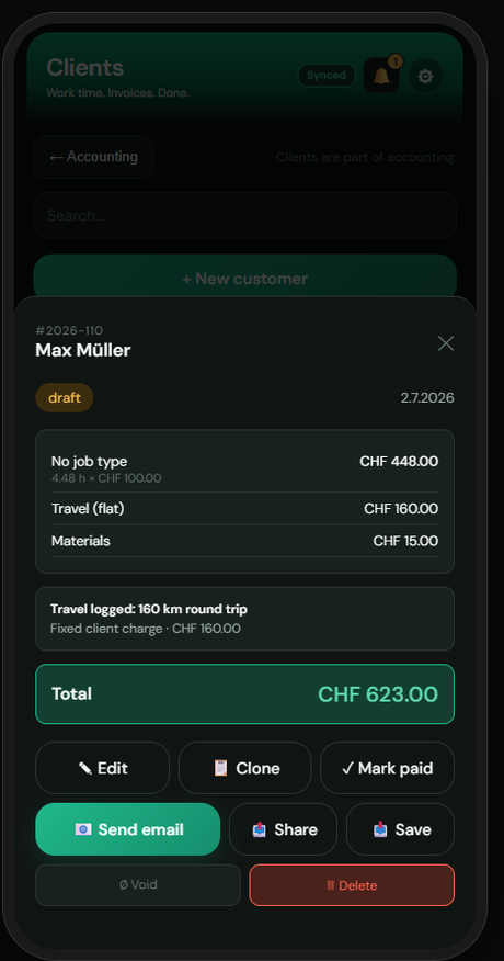 BWT Solo invoice